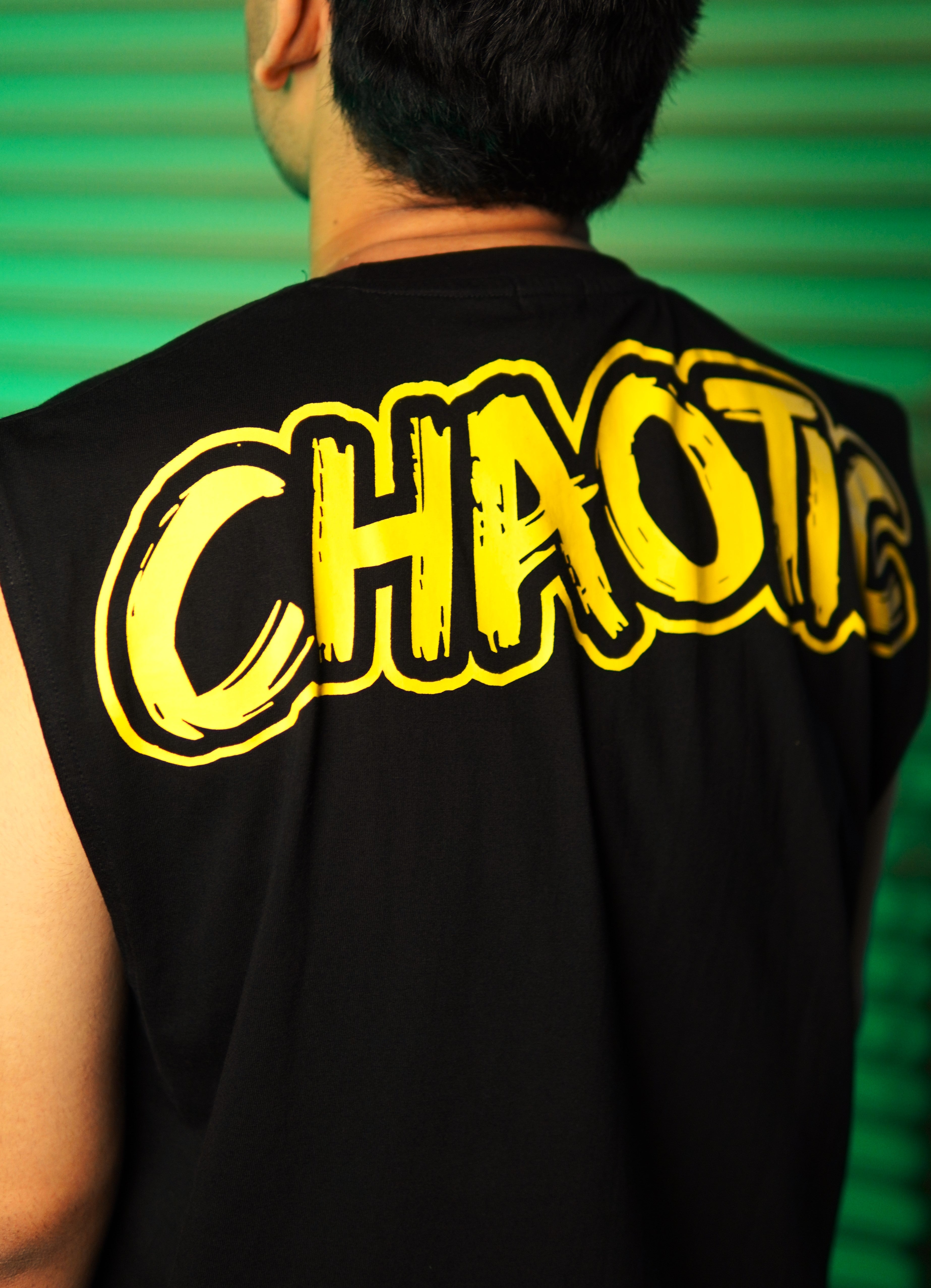 Chaotic unisex black Over-sized Tank Top