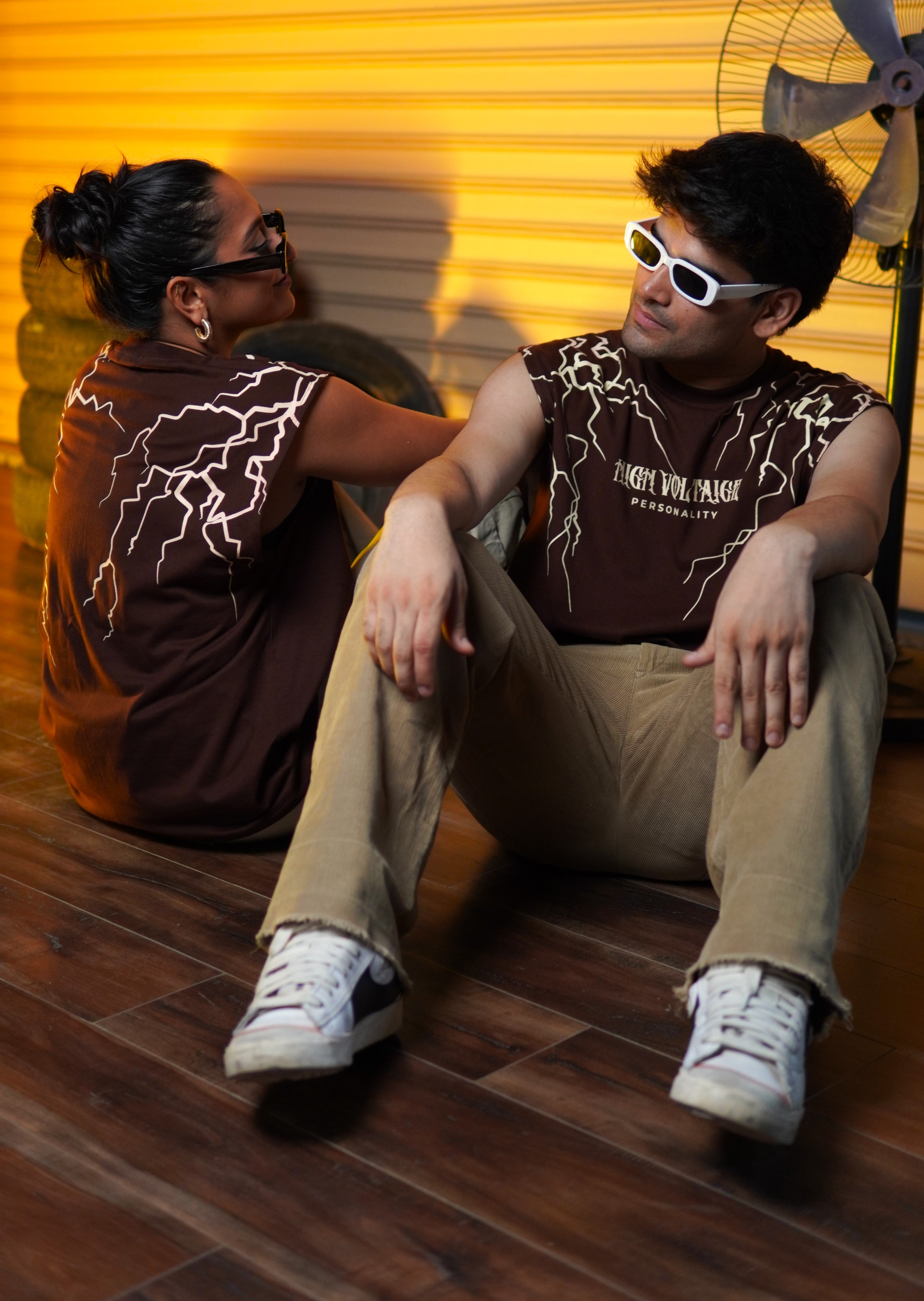 High Voltage unisex Brown Over-sized Tank Top