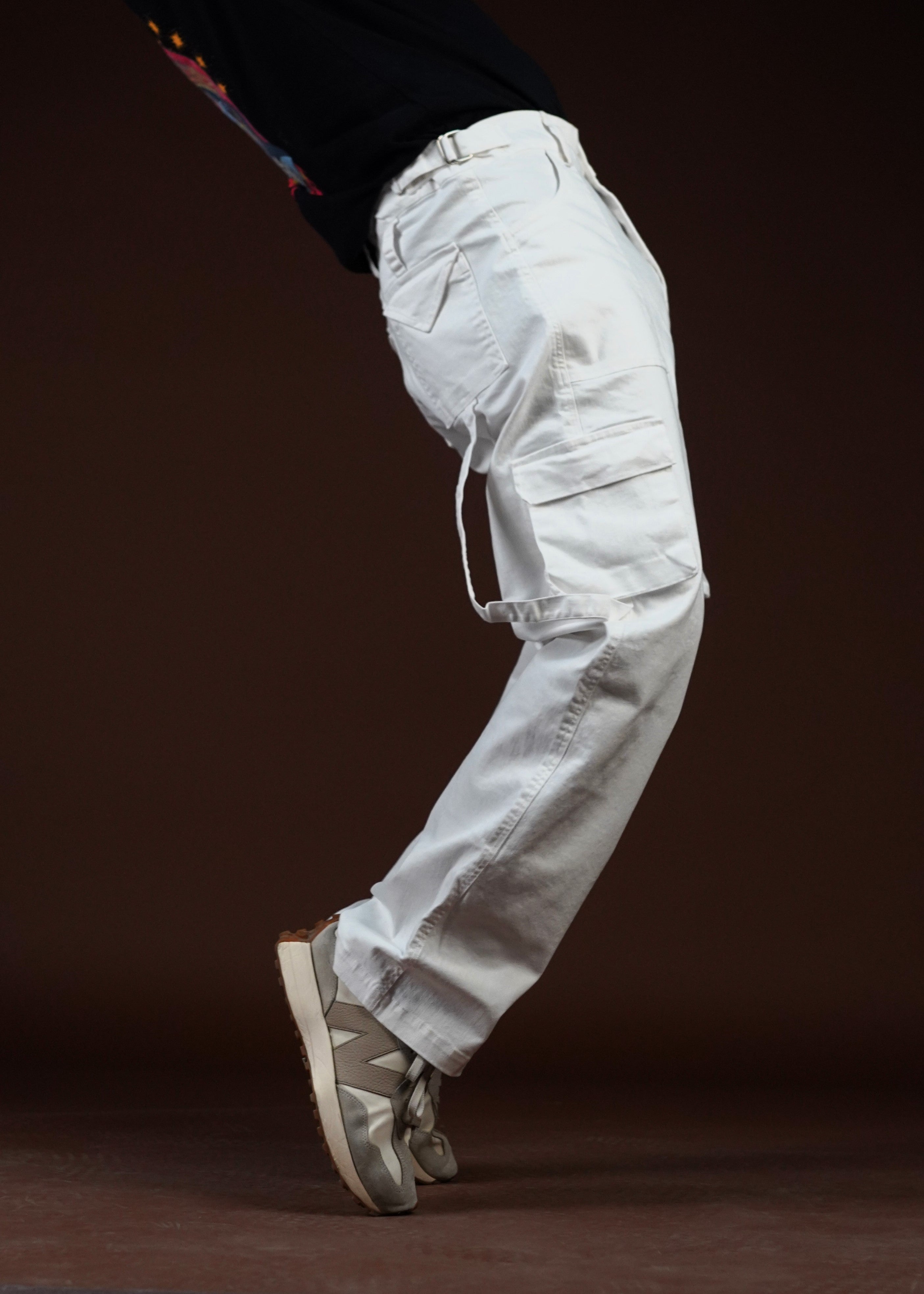 Strap and Stash Multi Pocket White unisex Cargo Pant