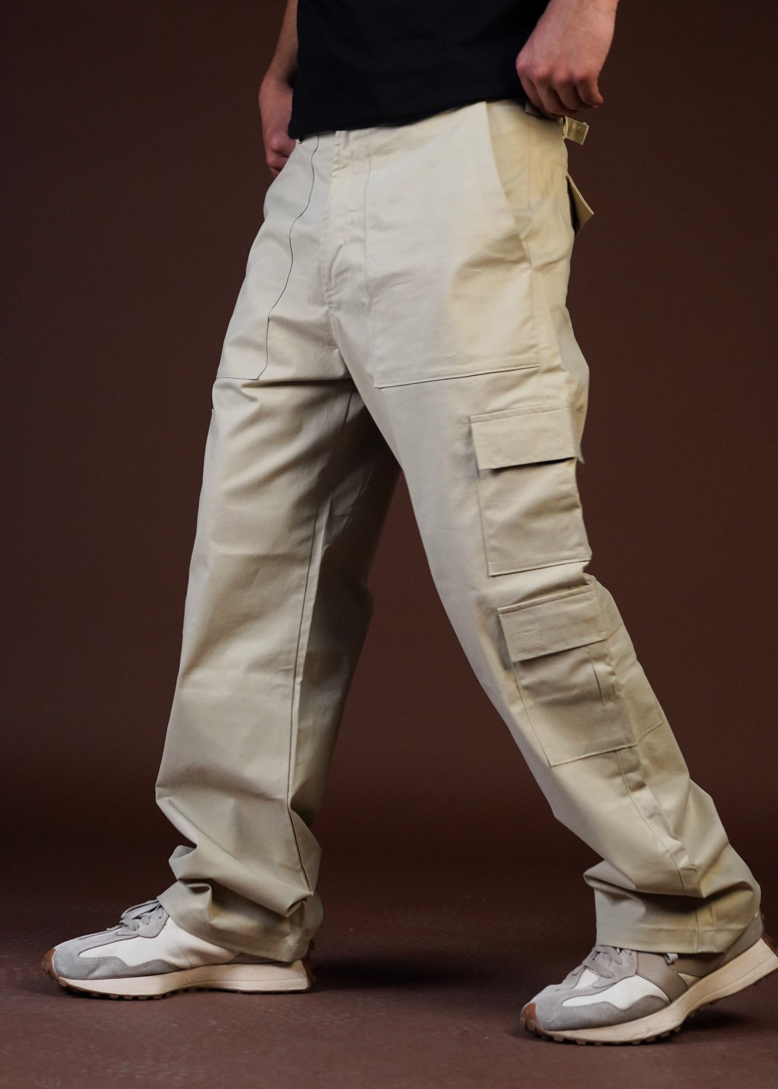 Multi Purpose Pocket Oversized Straight Beige unisex Cargo`s