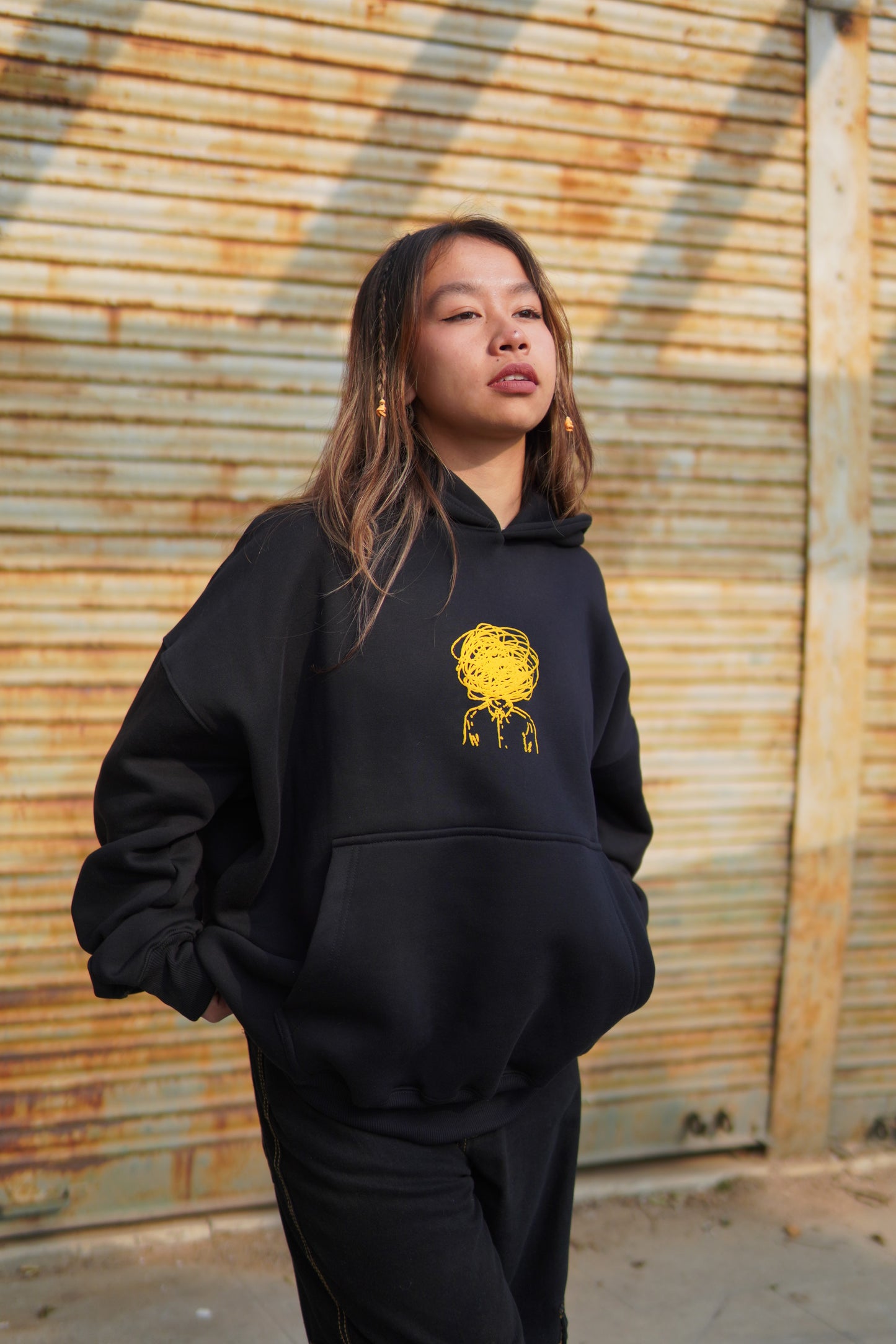 Chaotic Black unisex Over-sized Hoodie