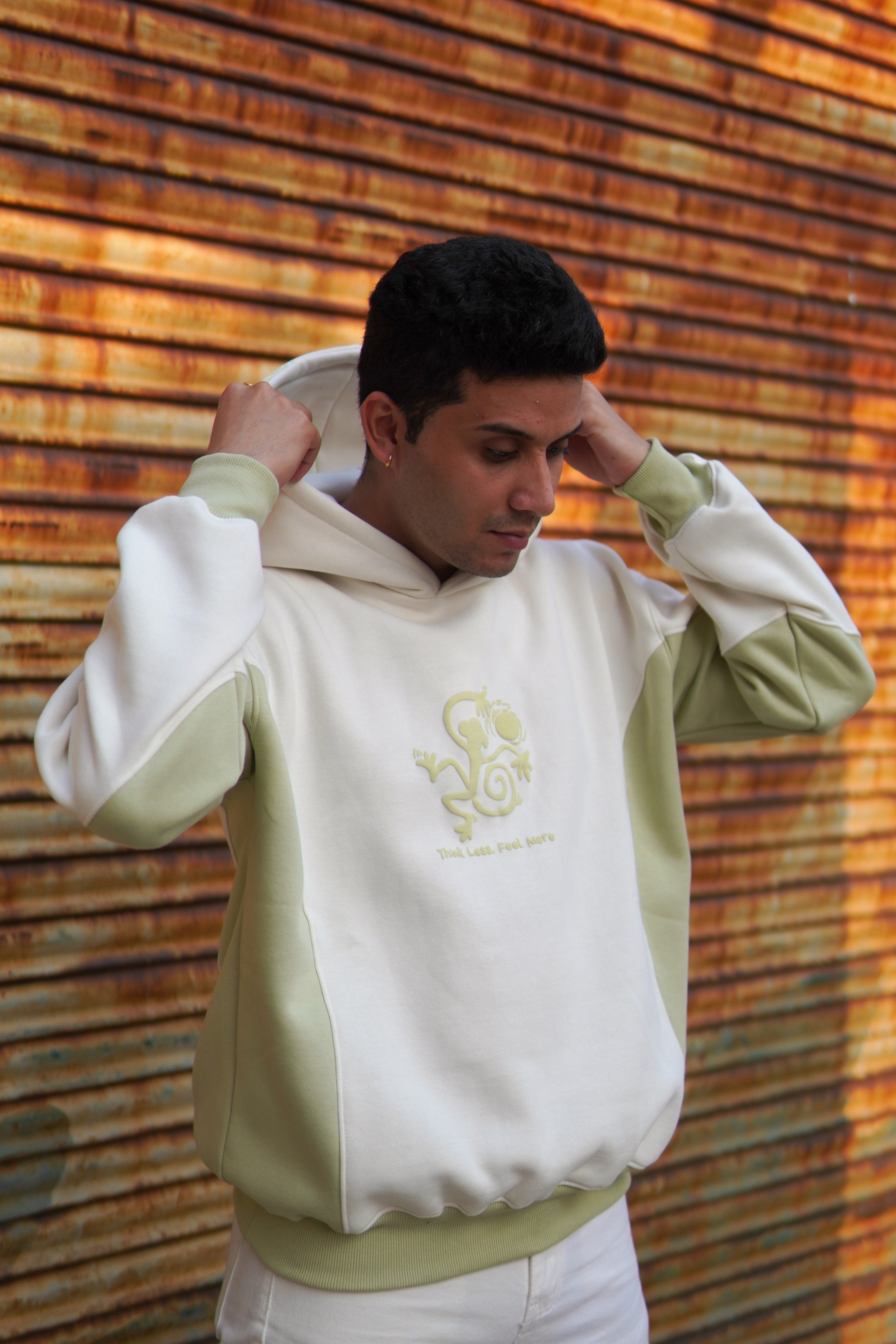 Double tone Off-white unisex over-sized hoodie