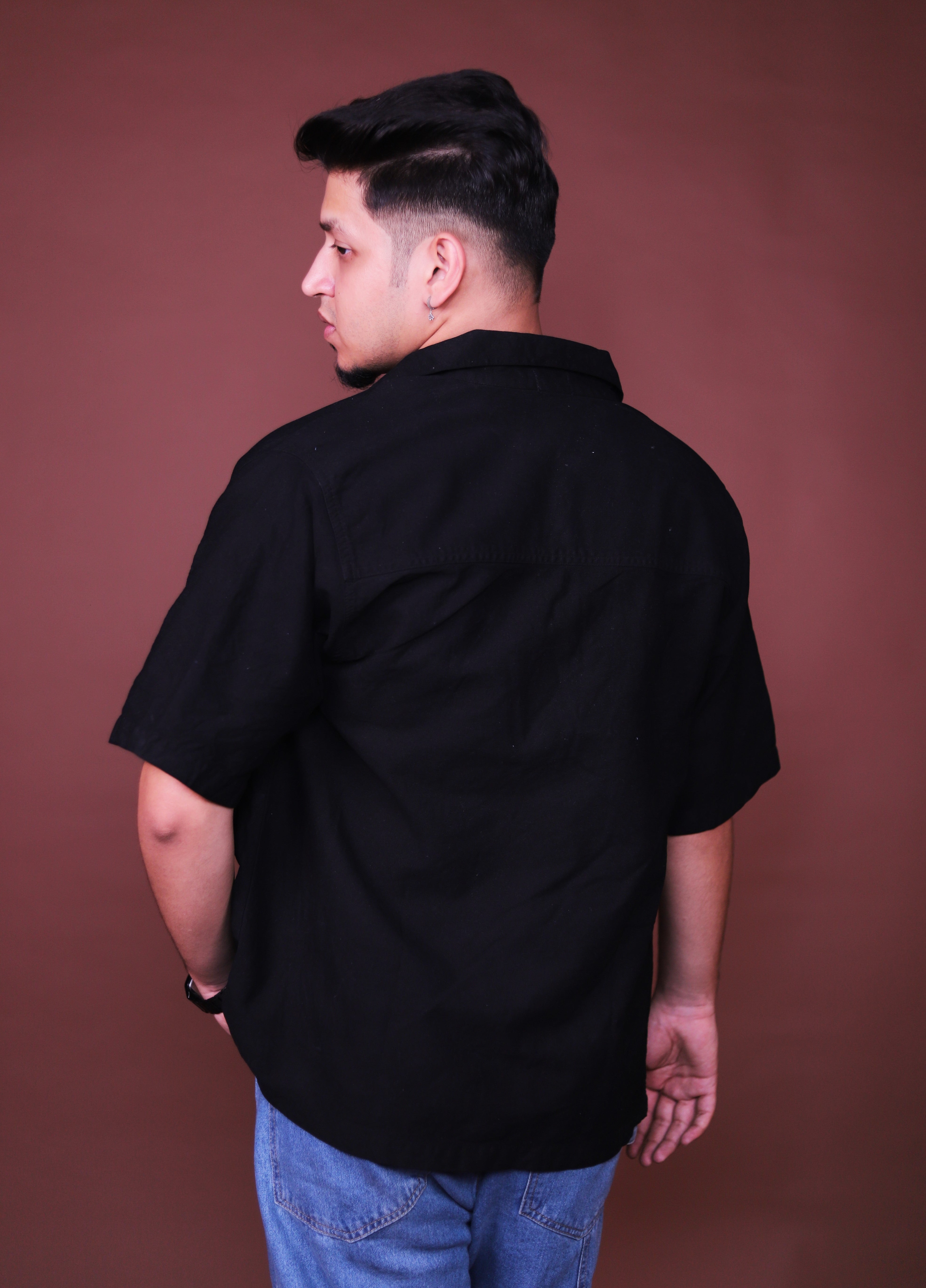 Zipper oversized Black Cargo Shirts