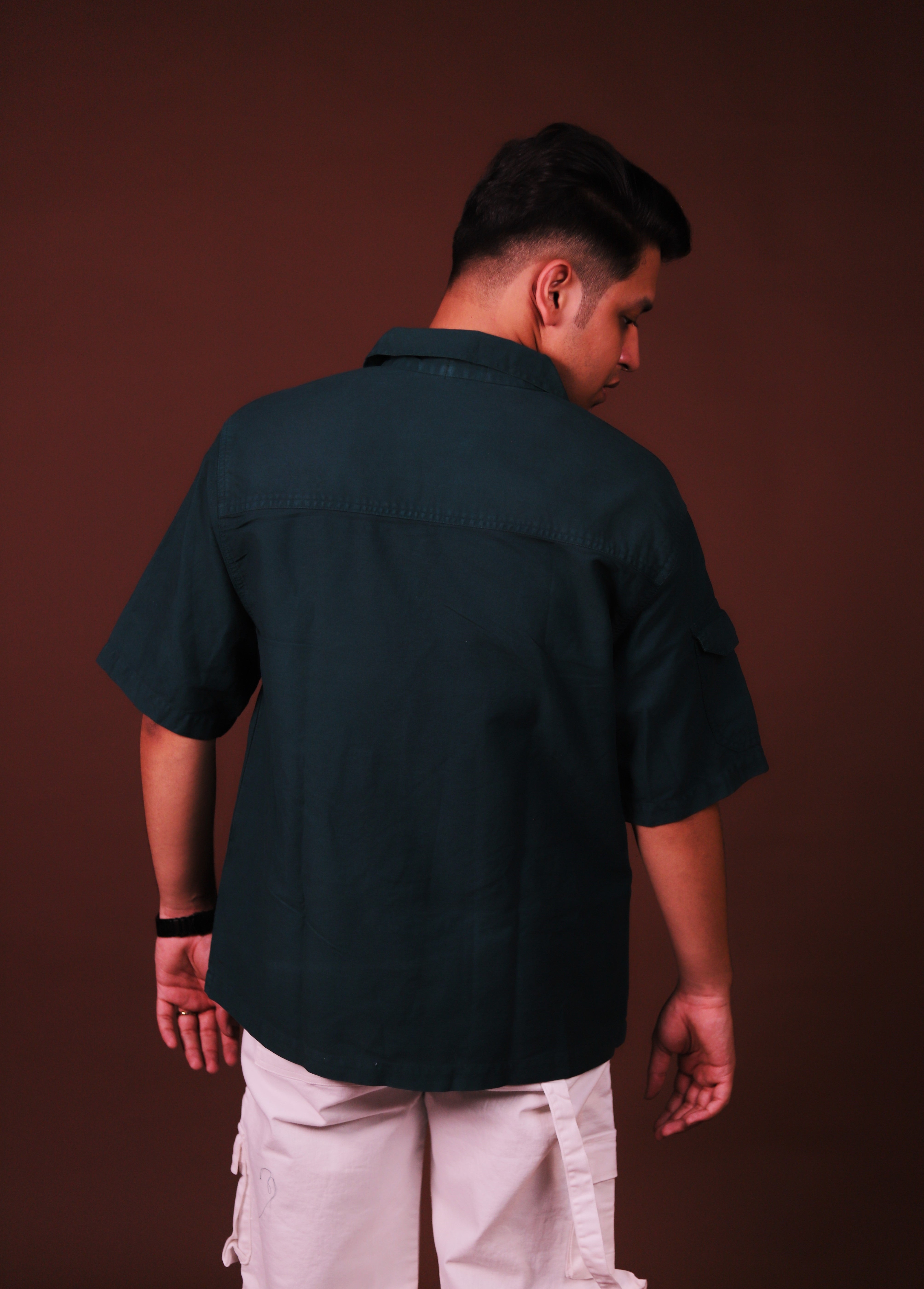 Multi pocket oversized Green Cargo Shirts