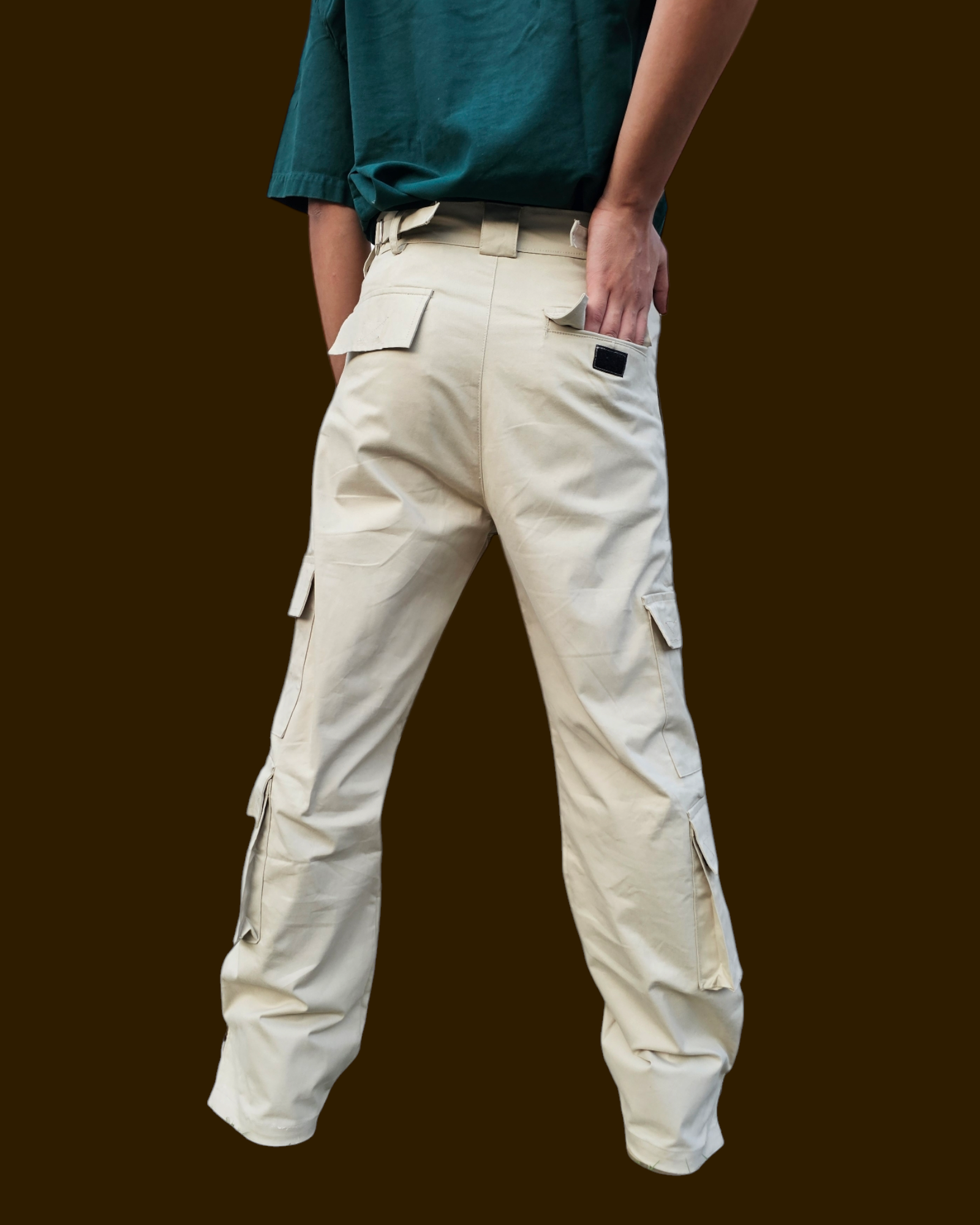 Multi Purpose Pocket Oversized Straight Beige unisex Cargo Pant