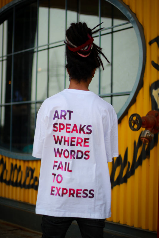 Art Speaks White Unisex Over-sized T-shirt