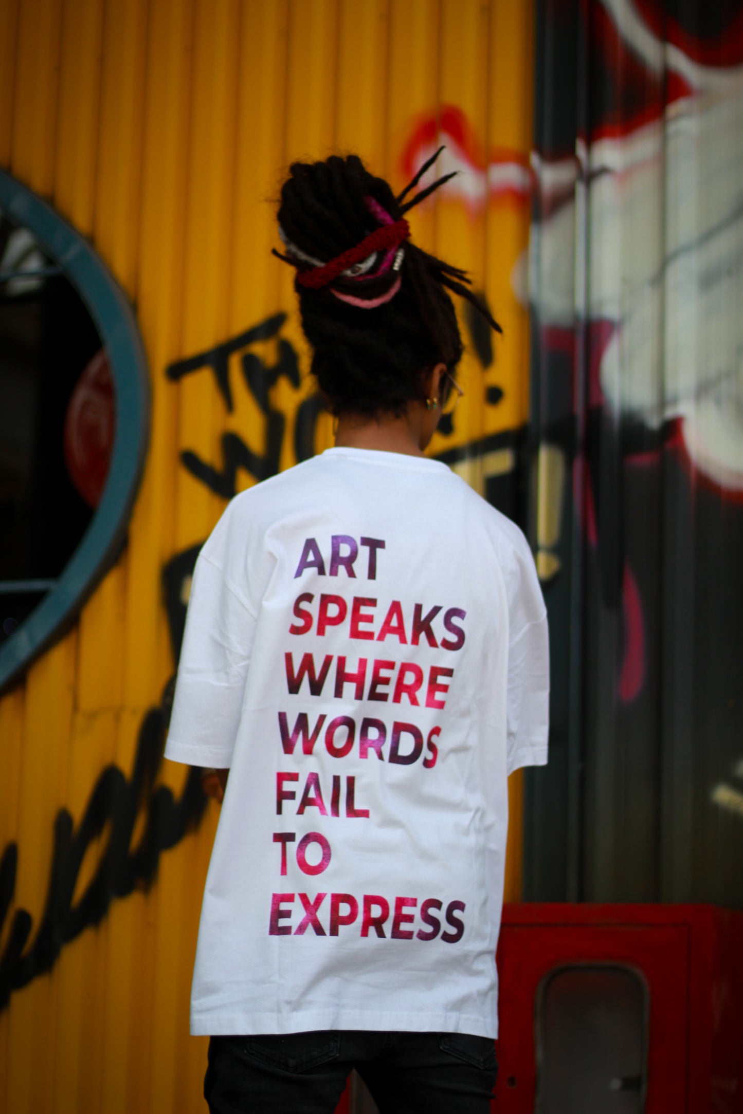 Art Speaks White Unisex Over-sized T-shirt