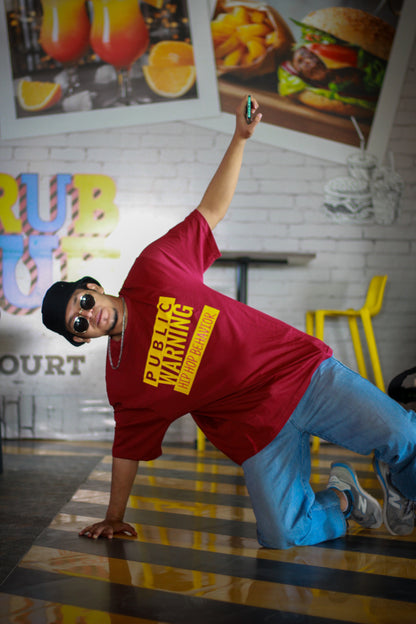 Hip Hop Behavior Maroon Unisex Over-sized T-shirt
