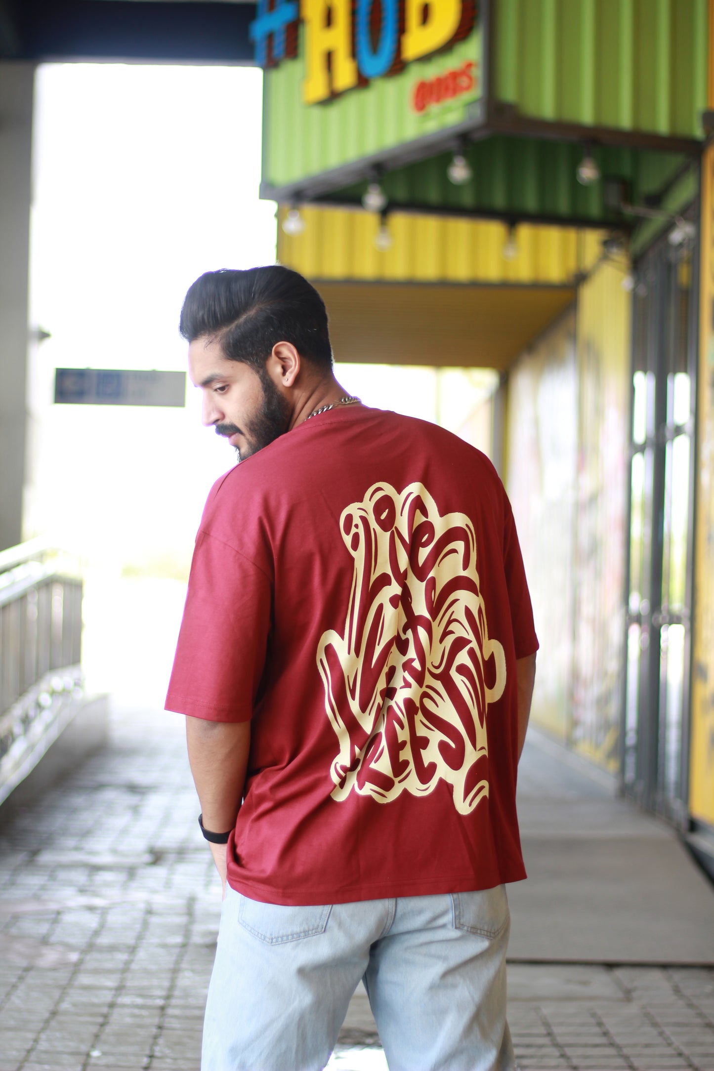 Live Life Freestyle Maroon Over-sized Tshirt