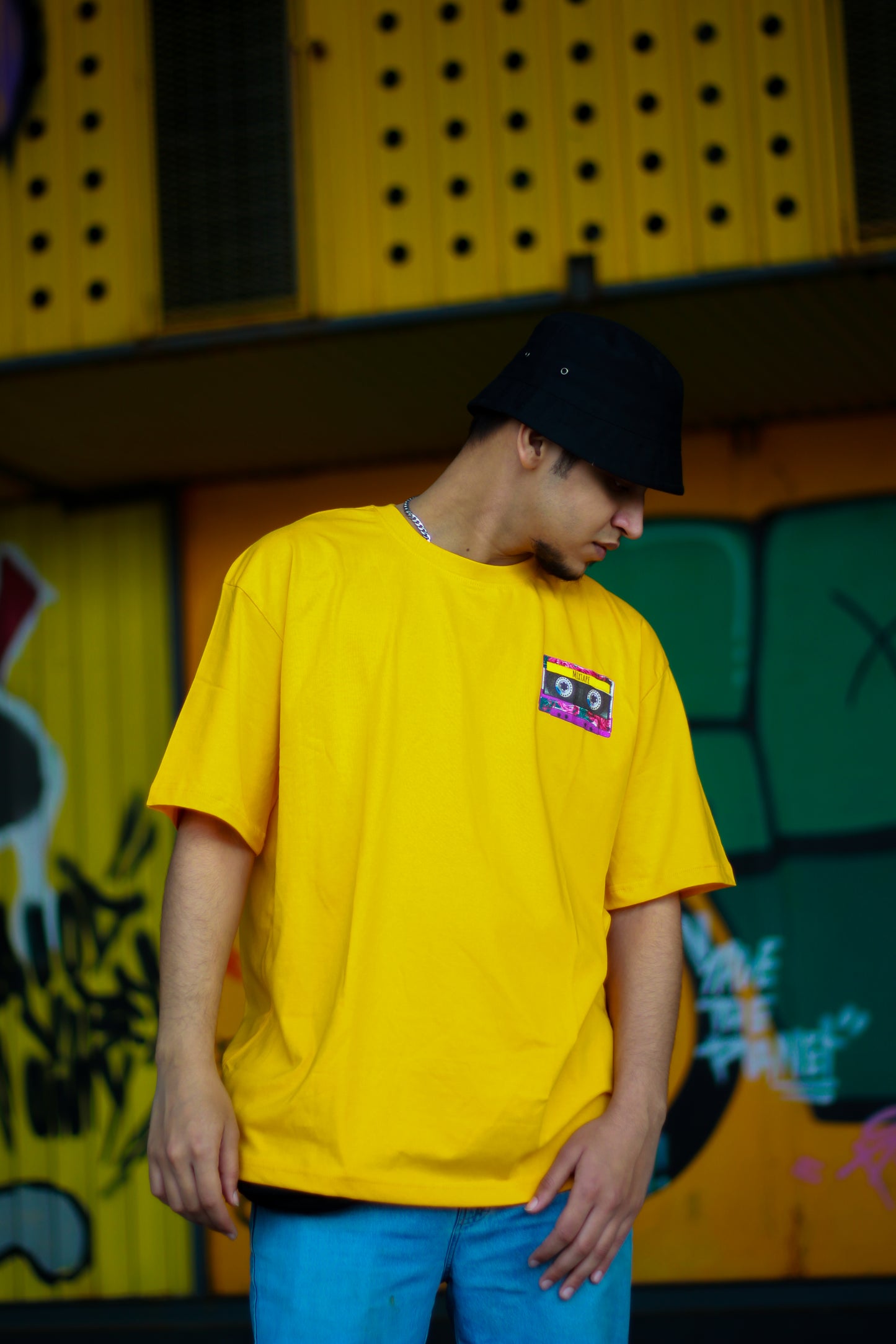 Life is a Mix-tape Yellow Over-sized T-shirt