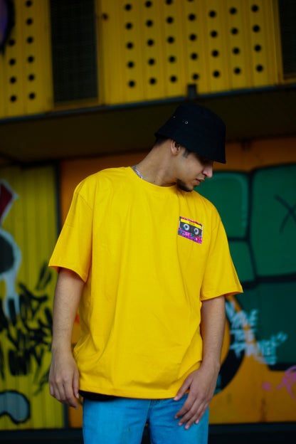 Life is a Mix-tape Yellow Over-sized T-shirt