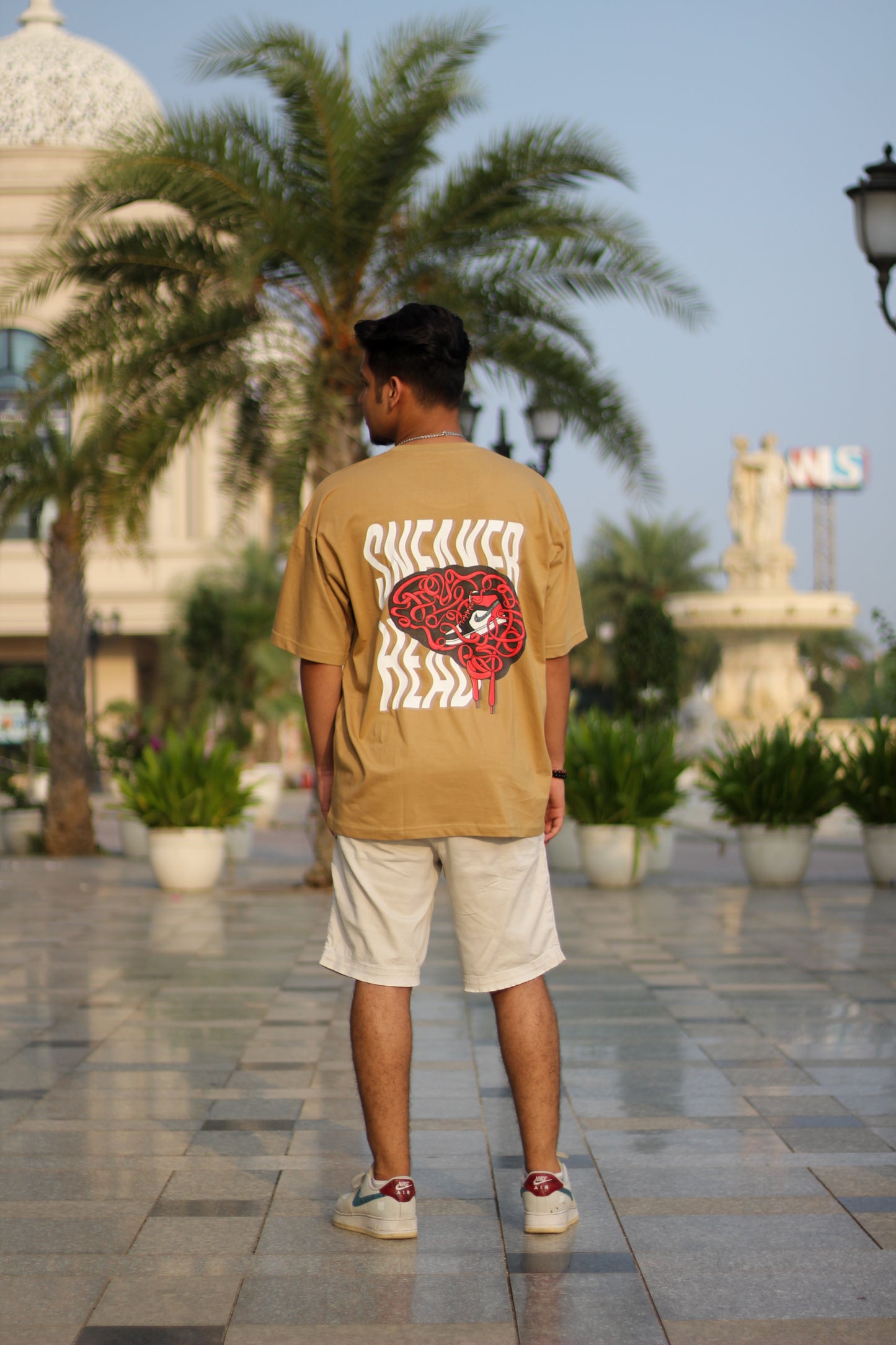 Sneaker Head Khakhi Unisex Over-sized T-shirt