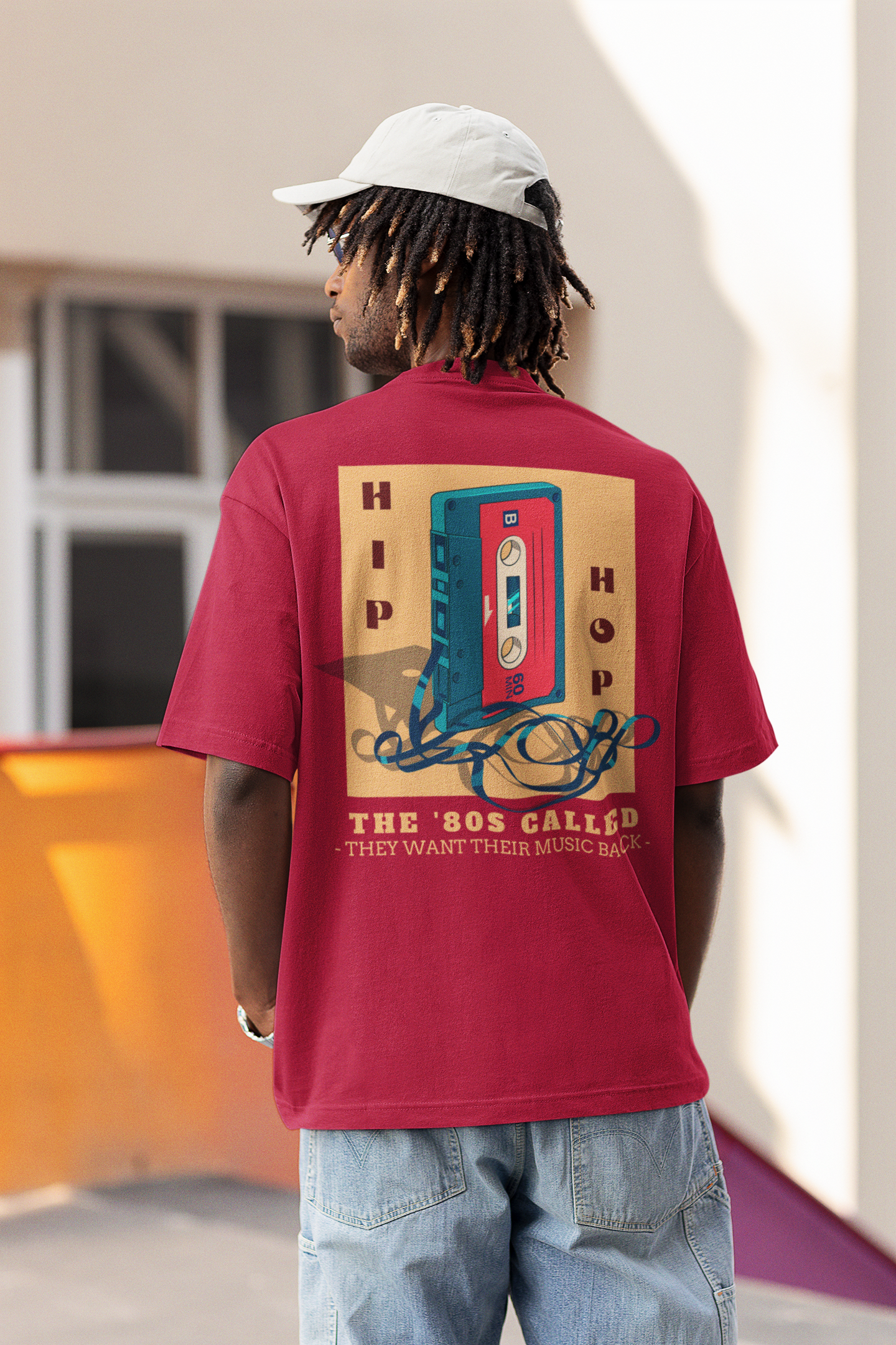 80`s Called Their music Back Maroon Oversized Tshirt