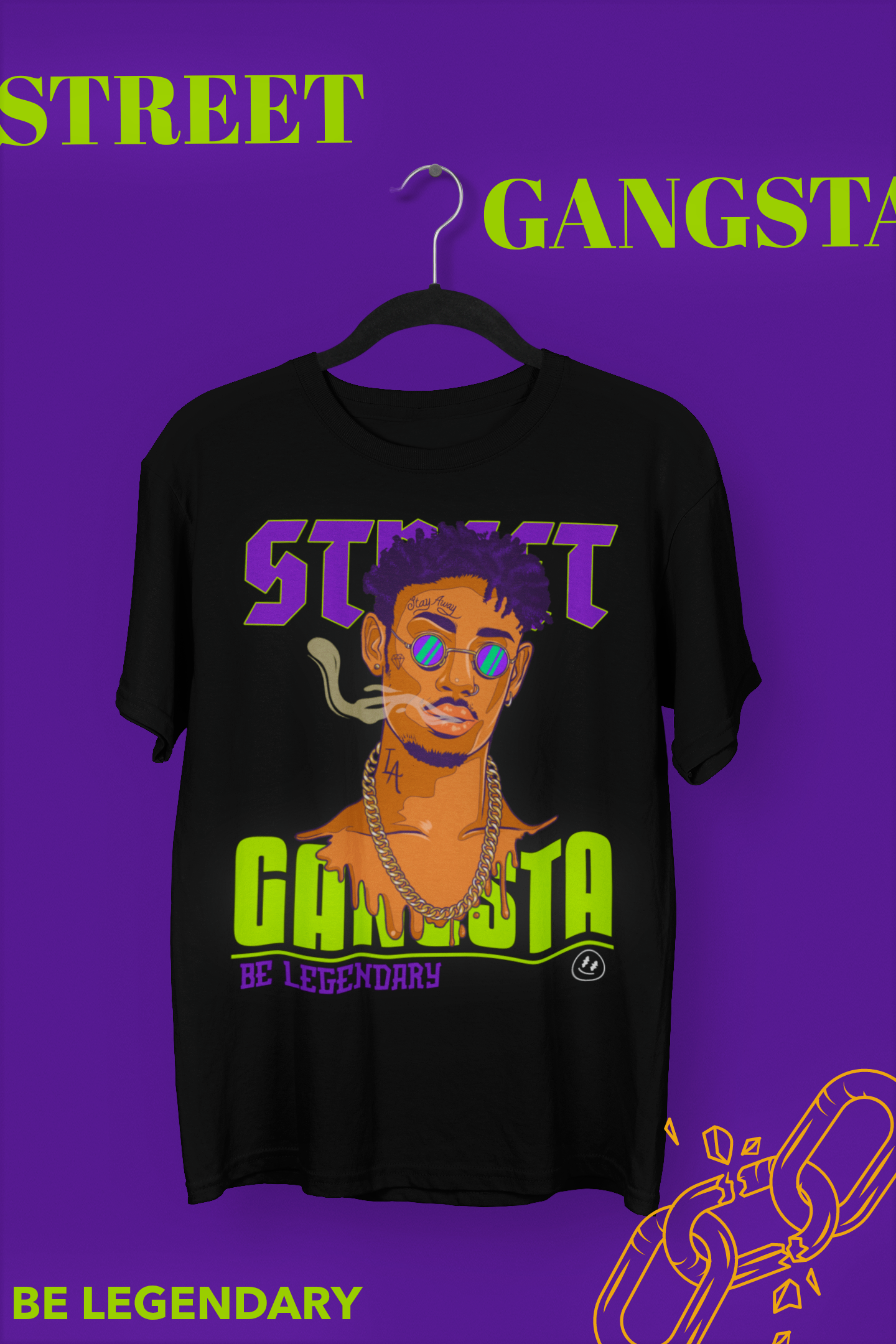 Street Gangsta Over-sized Black Unisex T-shirt