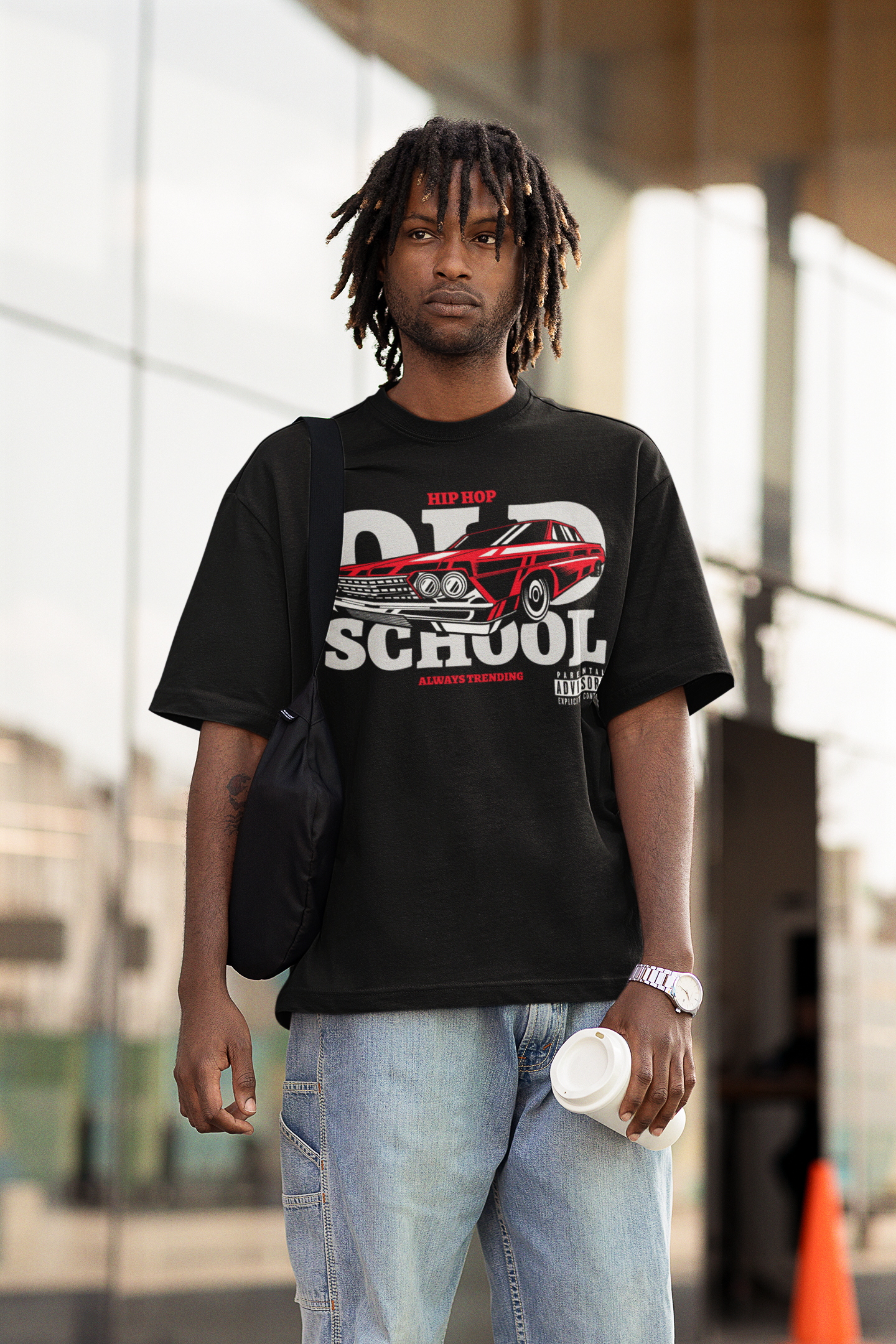 Old School Hip Hop Black Unisex Over-sized T-shirt