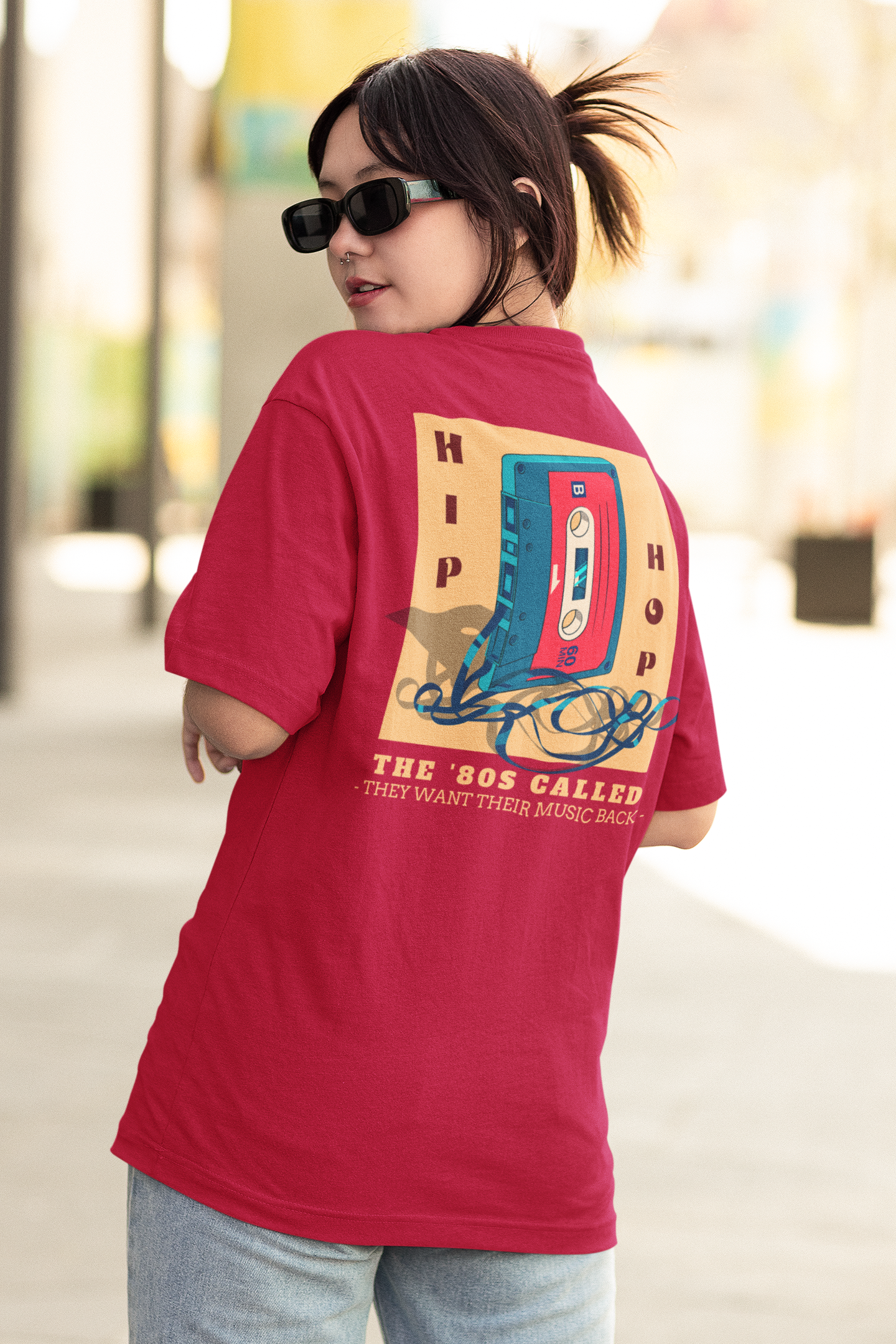 80`s Called Their music Back Maroon Oversized Tshirt