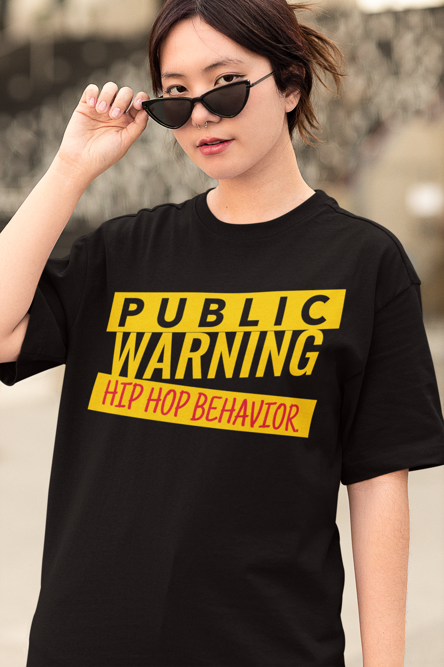 Hip Hop Behaviour Black Unisex Over-Sized T-shirt